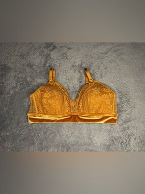 Auden Velvet & Lace Bralette in Mustard Gold